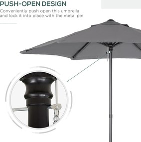 Outsunny Parasol Ø196 cm, Parasol z Funkcją Połamania, Sześciokątny Parasol Balkonowy dla Plaży i Ogrodu, Ciemnoszary