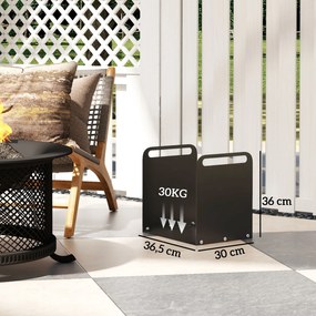 Outsunny Stojak na drewno kominkowe, 2 uchwyty, rama stalowa, do 30kg, 36x30x36cm, Czarny