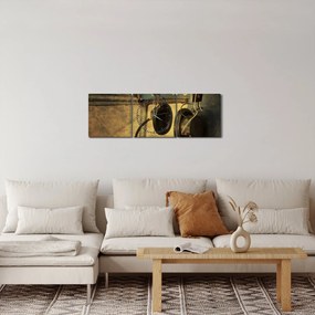Obraz - Słuchawki lotnicze w stylu vintage (z zegarem) (90x30 cm)