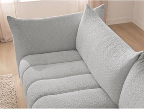 Jasnoszary narożnik z materiału bouclé (lewostronny/z szezlongiem) Azra – Bobochic Paris