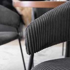 Krzesło Tapicerowane TINKA Czarne Sztruksowe Nowoczesne Loft