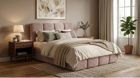 Stylowe łóżko tapicerowane KORA 160x200 cm w tkaninie CENTAUR 5 różowej