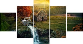 Obraz domku w bajkowym krajobrazie (125x70 cm)