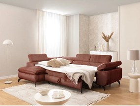 Sztruksowy narożnik w kolorze terakoty (lewostronny/w kształcie litery L) Marbeya – Ropez