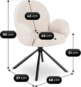 Krzesło Tapicerowane Obrotowe do Salonu MUSSO Beżowe Nowoczesne