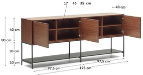Niska komoda w dekorze orzecha 195x80 cm Vedrana – Kave Home
