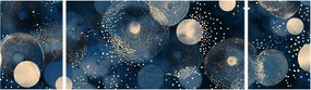 Obraz - Niebiesko-złote pierścienie (170x50 cm)
