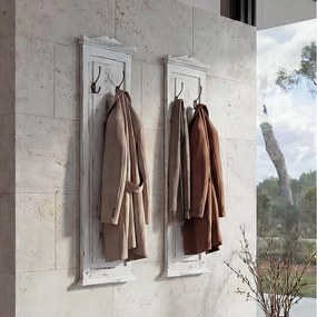 Wieszak ścienny H33 (zestaw 2 szt.),  biały shabby