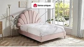 Łóżko muszla 160 x 200 cm - Welur - Różowy - LIVAYA