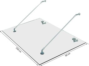 Daszek szklany Zadaszenie nad drzwi Zadaszenie nad drzwi wejściowe stal nierdzewna szkło hartowane 150X90 cm | Aosom.pl