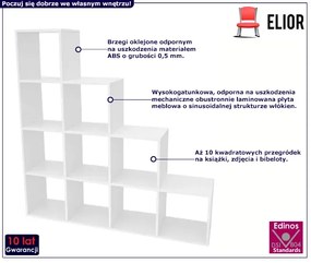 Biały minimalistyczny regał schodkowy - Kobar