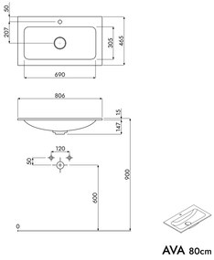 Szafka podumywalkowa AVA 80 cm
