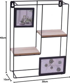 PROMOCJA Półka ścienna z ramkami na zdjęcia KIVORA 40x30 cm, czarna II jakość