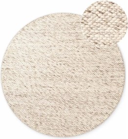 Beżowo-naturalny wełniany okrągły dywan tkany ręcznie ø 160 cm Lyon Beans – Elle Decoration