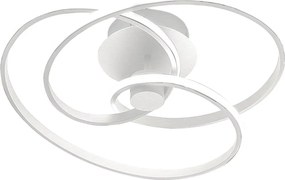 Diva - Nowoczesna lampa sufitowa LED 40W z możliwością ściemniania - Satynowe białe aluminium, ciepłe światło 3000K, 2500lm, dyfuzor silikonowy