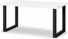 Prostokątny stół Imper industrialny – stół z metalowym stelażem i blatem laminowanym 28 mm, dąb artisan / lancelot / biały