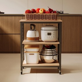 Szafka mobilna na kółkach jasny brąz / wózek kuchenny - 60 cm