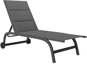 Outsunny Leżak oddychający ogrodowy z 6-stopniową regulacją oparcia, kółkami, aluminiową ramą, ciemnoszary | Aosom PL