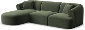 Zielony aksamitny narożnik (lewostronny/z szezlongiem) Campi – Cosmopolitan Design
