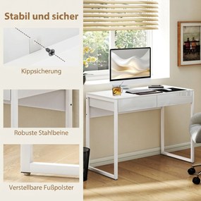 HOMCOM Biurko 100 x 50 cm, biurko komputerowe z 2 szufladami, do małych pomieszczeń, biały | Aosom PL