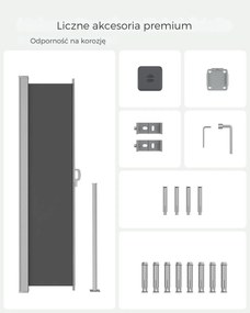 Markiza boczna HORIZON na taras, 160x300cm, szary SongmicsHome