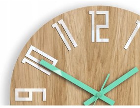 Zegar na ścianę nowoczesny drewniany z dużymi cyframi okrągły cichy loft