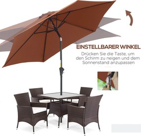 Outsunny Parasol Przegubowy Ogrodowy z Korbką Ręczną Kolor Kawowy Ø2,7x2,35m | Aosom PL