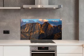 Szklany Panel Ognisty Zachód Słońca w Górach