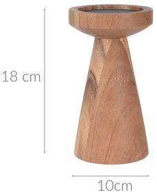 Świecznik drewniany, 18 cm, drewno akacjowe