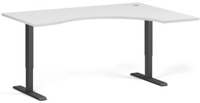 Ergonomiczne biurko z regulacją wysokości, 160x120 cm, 2 silniki, L/P, czarna podstawa, biała