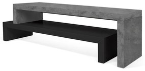 Podwójna czarna szafka pod TV z dekorem betonu TemaHome Cliff, 125x20 cm
