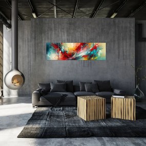 Obraz – Abstrakcja z czerwienią (170x50 cm)