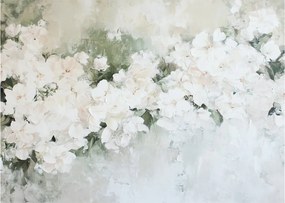 Obraz na szkle - Abstrakcja białych kwiatów (70x50 cm)