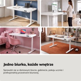 Biurko elektryczne z regulacją wysokości Ellis 140x70 cm, kolor biały
