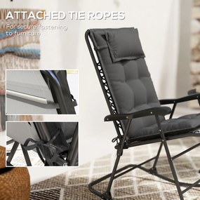 Outsunny Zestaw 2 Wodoodpornych Poduszek na Leżak Ogrodowy, Ciemnoszary 50x116x5 cm