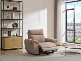 Fotel z elektryczną funkcją relax i tapicerką taupe - DJARALO