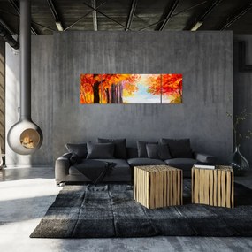 Obraz - Obraz olejny, kolorowa jesień (170x50 cm)