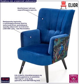 Granatowy fotel wypoczynkowy do salonu Z5-K08