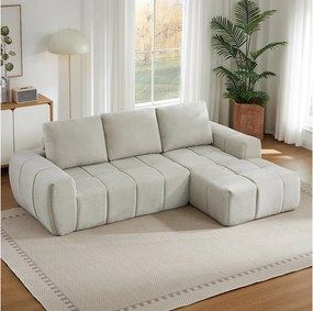 4-osobowa sofa narożna z wyjmowaną poduszką siedziska, segmentowa, bez montażu, ze sztruksu, beżowa