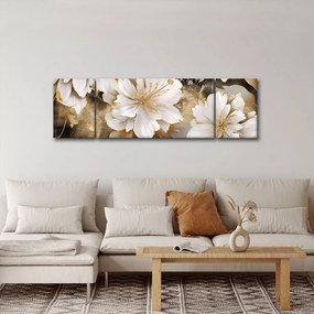 Obraz - Kwiaty w kolorze złotym (170x50 cm)