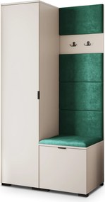 Masseno Garderoba LORI 95/181/51 cm Nowoczesna Szafa do Przedpokoju Kaszmir, MONOLITH 37 (Butelkowa zieleń)