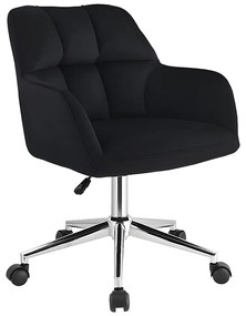Krzesło biurowe - Welur - Czarne - Regulowana wysokość - PEGA