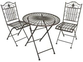 Ciemnobrązowy metalowy zestaw mebli ogrodowych dla 2 osób – Garden Pleasure