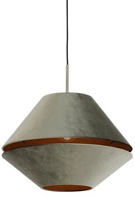 Nowoczesna lampa wisząca brązowa z podwójnym welurowym kloszem zielonym - Combi 1 klasyczny/Antyczny Oswietlenie wewnetrzne