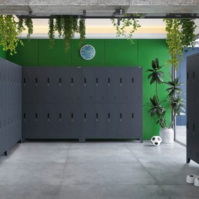 Szafa socjalna BHP ubraniowa 10-drzwiowa antracytowa: BARTEK 1360 x 1720 x 450 mm