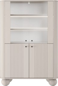 Witryna Vesper 103 cm czterodrzwiowa - kaszmir / czarne uchwyty / nogi kule