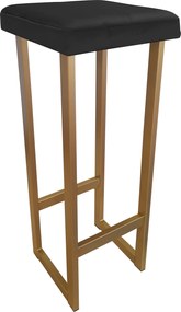 Hoker ALEX krzesło barowe tkanina Welur podstawa metalowa : Kolor Stelaża - Złoty, Kolor tkaniny - VELVET - MG19, Wysokość - 90 cm
