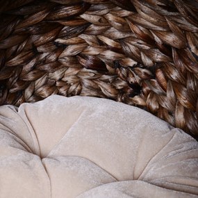 PawHut Kosz dla kota Rattanowe gniazdo dla kota Legowisko dla kota z poduszką Legowisko dla zwierząt domowych szary