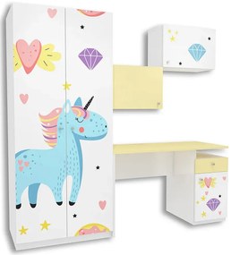 Biało-żółty zestaw mebli dla dzieci z biurkiem L9-M89