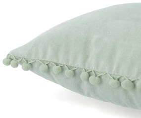 Poszewka dekoracyjna ESLOV z pomponami pistacjowa 45x45 cm HOMLA